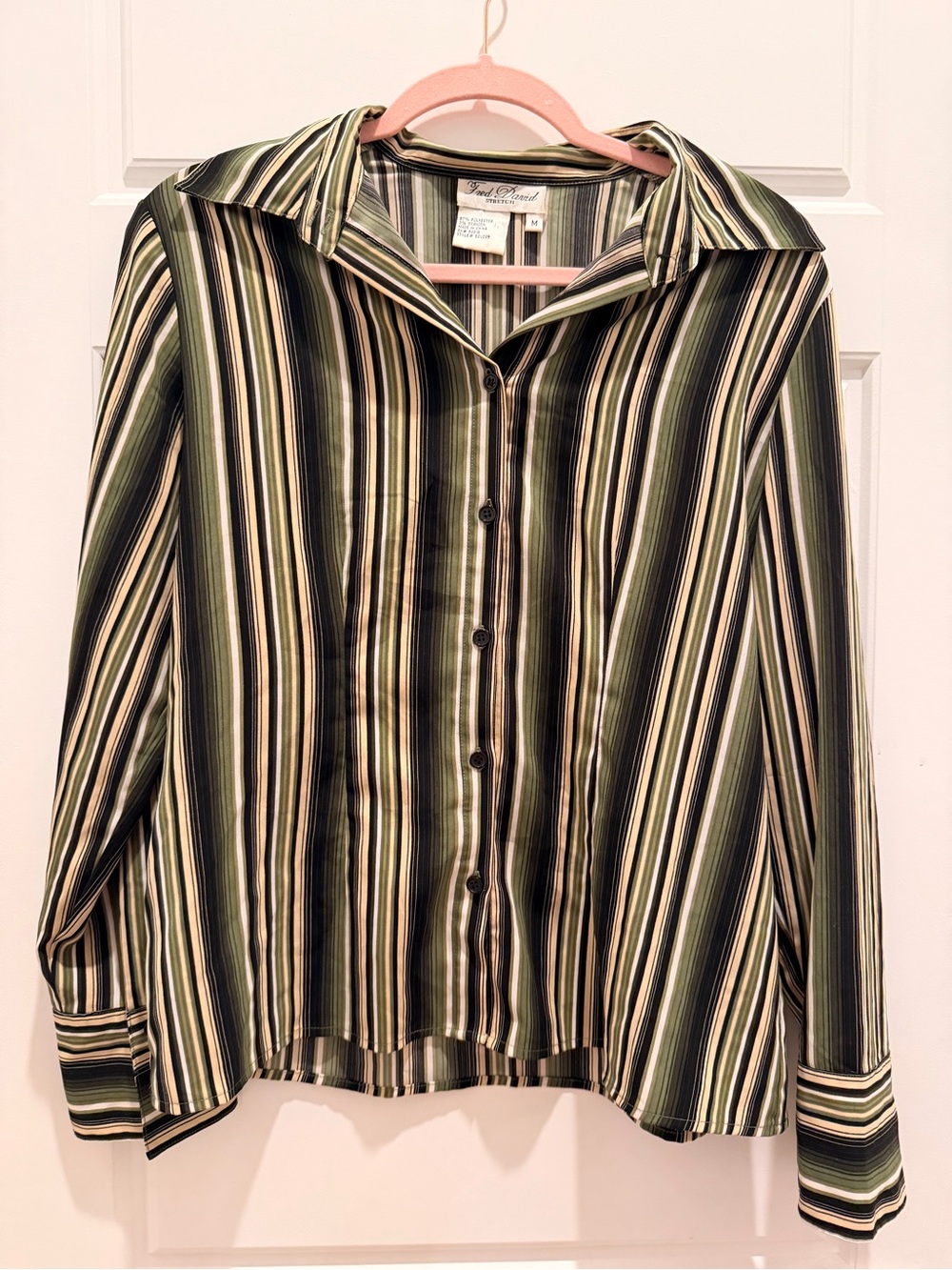 Fred David Green Multi-Stripe Button-Down Shirt